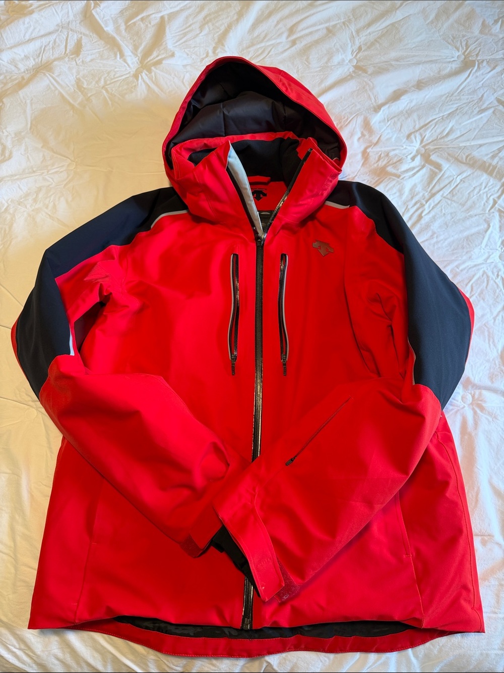 Descente Red Ski Jacket with Black Shoulder Accents